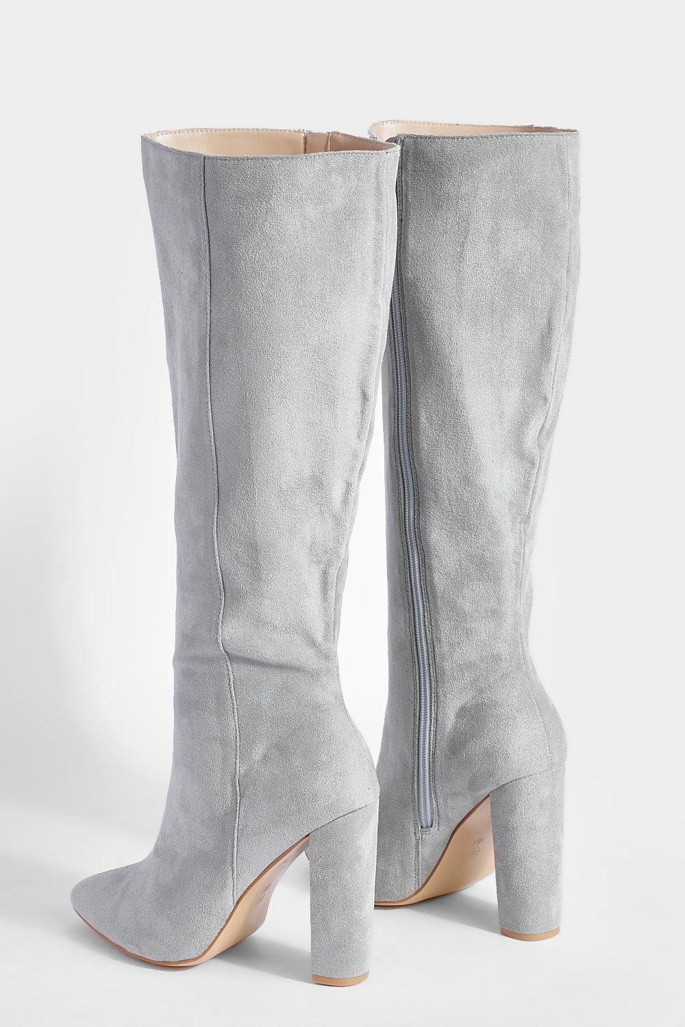 Ladies grey heeled outlet boots